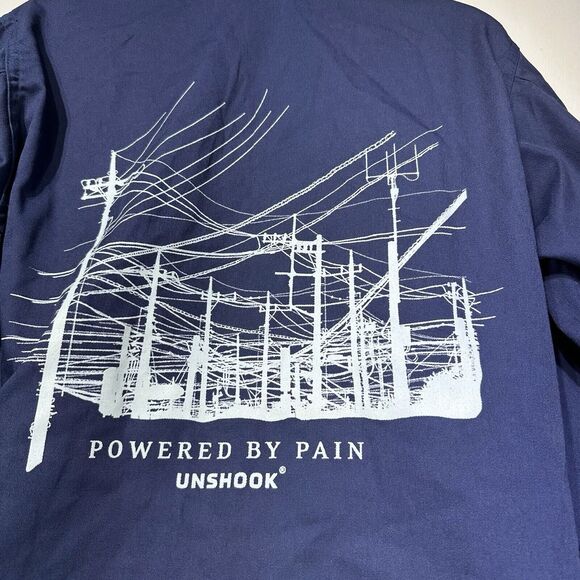Unshook Disaster Tested Powered By Pain Blue Military Mechanic Shop Jacket L - Picture 6 of 8